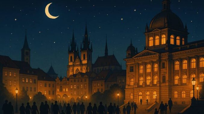 Muzejní noc je každoroční kulturní akce pořádaná v mnoha městech České republiky. Ilustrační obr. Autor: pokyv. Vytvořeno pomocí ChatGPT.