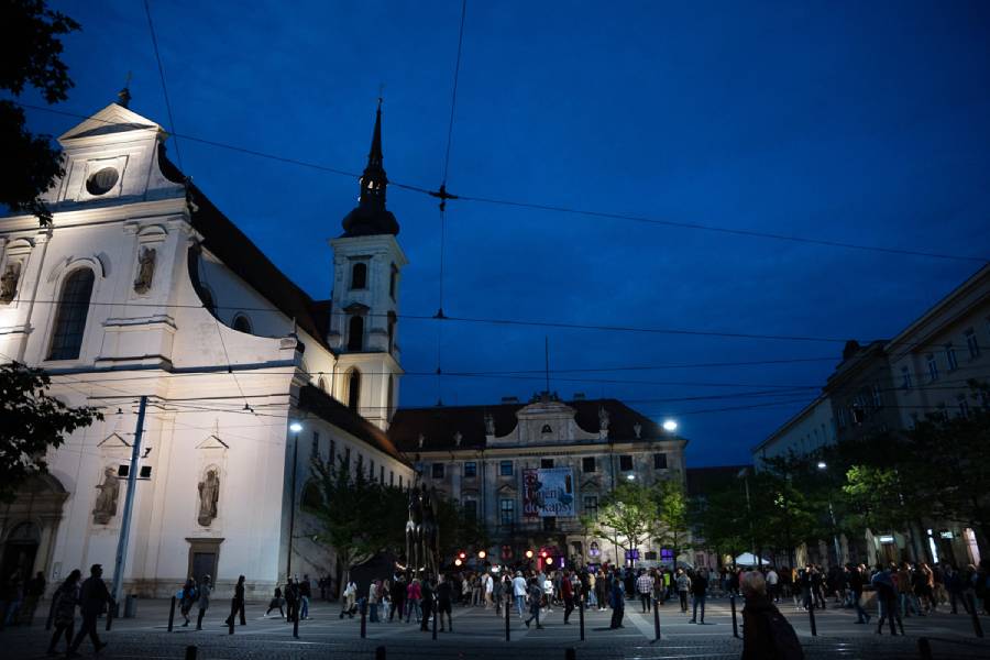 Moravské náměstí s kostelem sv. Tomáše a a Místodržitelským palácem. Zdroj: Město Brno