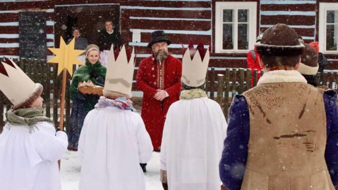 Tříkrálová koleda. Zdroj: Skanzen - Muzeum lidových staveb v Kouřimi