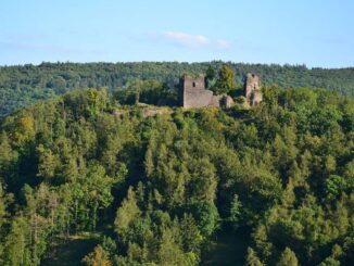 Pozůstatky hradu Egerberk. Foto: Petr Kinšt, CC BY-SA 4.0, Wikimedia Commons